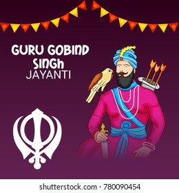 Vector illustration of a Banner for Happy Guru Gobind Singh Jayanti festival of Sikh celebration.