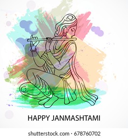 Vector illustration of a Banner for Happy Janmashtami.