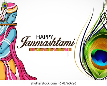 Vector illustration of a Banner for Happy Janmashtami.
