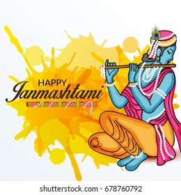 Vector illustration of a Banner for Happy Janmashtami.