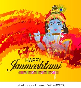 Vector illustration of a Banner for Happy Janmashtami.