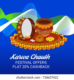 Vector illustration of a Banner for Happy Karwa Chauth.