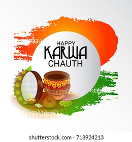 Vector illustration of a Banner for Happy Karwa Chauth.