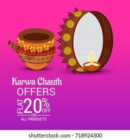 Vector illustration of a Banner for Happy Karwa Chauth.