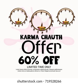 Vector illustration of a Banner for Happy Karwa Chauth.