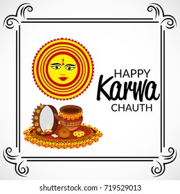 Vector illustration of a Banner for Happy Karwa Chauth.