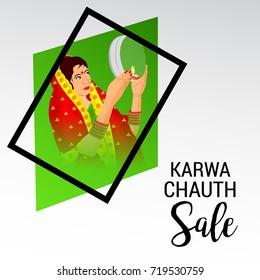 Vector illustration of a Banner for Happy Karwa Chauth.