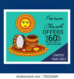 Vector illustration of a Banner for Happy Karwa Chauth.