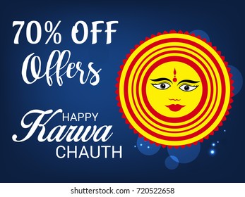 Vector illustration of a Banner for Happy Karwa Chauth.