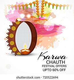 Vector illustration of a Banner for Happy Karwa Chauth.