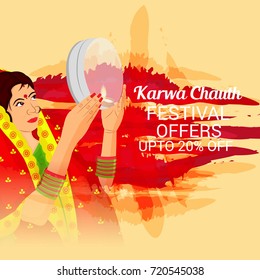 Vector illustration of a Banner for Happy Karwa Chauth.
