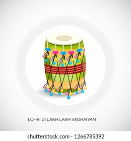 Vector illustration of a banner for Happy Lohri With Punjabi Message Lohri di lakh lakh vadhaiyan meaning Happy wishes for Happy Lohri.