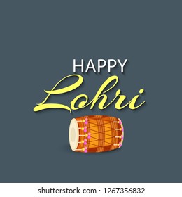 Vector illustration of a banner for Happy Lohri With Punjabi Message Lohri di lakh lakh vadhaiyan meaning Happy wishes for Happy Lohri.