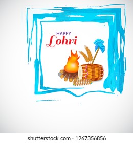 Vector illustration of a banner for Happy Lohri With Punjabi Message Lohri di lakh lakh vadhaiyan meaning Happy wishes for Happy Lohri.
