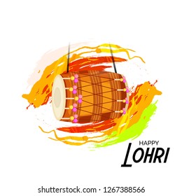 Vector illustration of a banner for Happy Lohri With Punjabi Message Lohri di lakh lakh vadhaiyan meaning Happy wishes for Happy Lohri.
