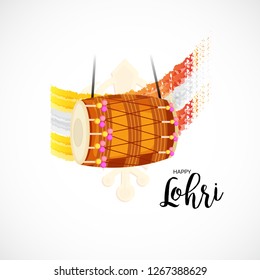 Vector illustration of a banner for Happy Lohri With Punjabi Message Lohri di lakh lakh vadhaiyan meaning Happy wishes for Happy Lohri.