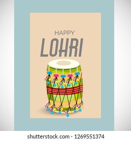 Vector illustration of a banner for Happy Lohri With Punjabi Message Lohri di lakh lakh vadhaiyan meaning Happy wishes for Happy Lohri.