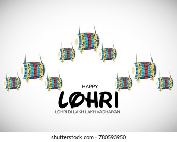 Vector illustration of a banner for Happy Lohri With Punjabi Message Lohri di lakh lakh vadhaiyan meaning Happy wishes for Happy Lohri.