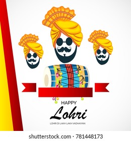 
Vector illustration of a banner for Happy Lohri With Punjabi Message Lohri di lakh lakh vadhaiyan meaning Happy wishes for Happy Lohri.