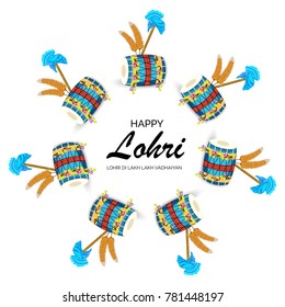 
Vector illustration of a banner for Happy Lohri With Punjabi Message Lohri di lakh lakh vadhaiyan meaning Happy wishes for Happy Lohri.