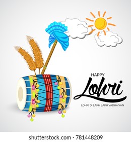 
Vector illustration of a banner for Happy Lohri With Punjabi Message Lohri di lakh lakh vadhaiyan meaning Happy wishes for Happy Lohri.