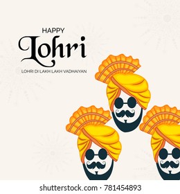 
Vector illustration of a banner for Happy Lohri With Punjabi Message Lohri di lakh lakh vadhaiyan meaning Happy wishes for Happy Lohri.