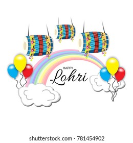
Vector illustration of a banner for Happy Lohri With Punjabi Message Lohri di lakh lakh vadhaiyan meaning Happy wishes for Happy Lohri.