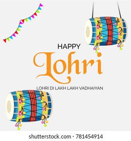 
Vector illustration of a banner for Happy Lohri With Punjabi Message Lohri di lakh lakh vadhaiyan meaning Happy wishes for Happy Lohri.