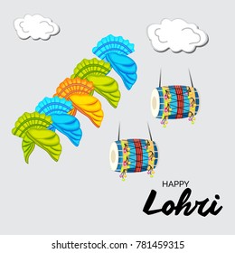 
Vector illustration of a banner for Happy Lohri With Punjabi Message Lohri di lakh lakh vadhaiyan meaning Happy wishes for Happy Lohri.