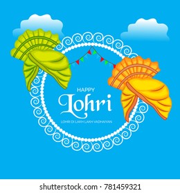 
Vector illustration of a banner for Happy Lohri With Punjabi Message Lohri di lakh lakh vadhaiyan meaning Happy wishes for Happy Lohri.