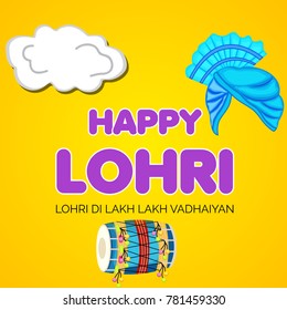 
Vector illustration of a banner for Happy Lohri With Punjabi Message Lohri di lakh lakh vadhaiyan meaning Happy wishes for Happy Lohri.