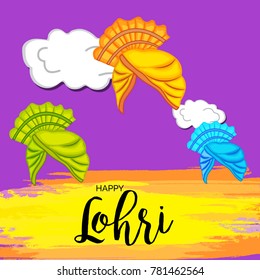 
Vector illustration of a banner for Happy Lohri With Punjabi Message Lohri di lakh lakh vadhaiyan meaning Happy wishes for Happy Lohri.