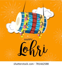 
Vector illustration of a banner for Happy Lohri With Punjabi Message Lohri di lakh lakh vadhaiyan meaning Happy wishes for Happy Lohri.