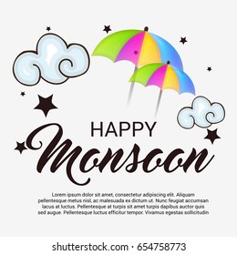 Vector illustration of a Banner for Happy Monsoon.