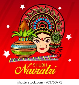 Vector illustration of a Banner for Happy Navratri with Maa Durga.