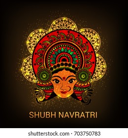 Vector illustration of a Banner for Happy Navratri with Maa Durga.