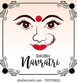 Vector illustration of a Banner for Happy Navratri with Maa Durga.