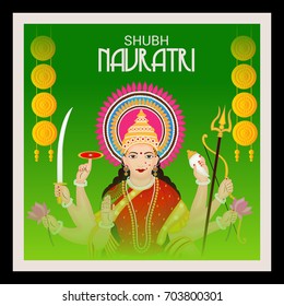 Vector illustration of a Banner for Happy Navratri with Maa Durga.
