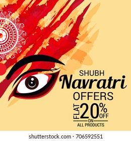 Vector illustration of a Banner for Happy Navratri with Maa Durga.