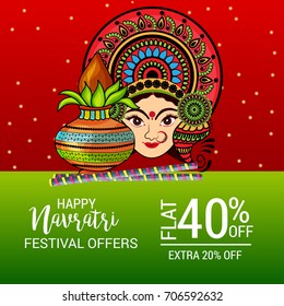 Vector illustration of a Banner for Happy Navratri with Maa Durga.