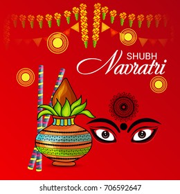 Vector illustration of a Banner for Happy Navratri with Maa Durga.