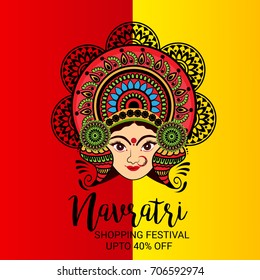 Vector illustration of a Banner for Happy Navratri with Maa Durga.