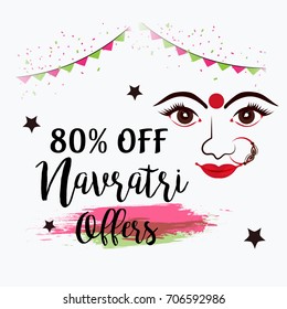 Vector illustration of a Banner for Happy Navratri with Maa Durga.