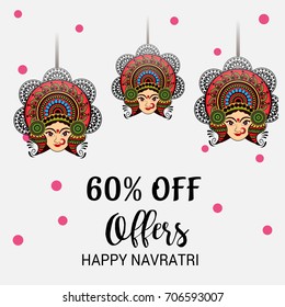 Vector illustration of a Banner for Happy Navratri with Maa Durga.