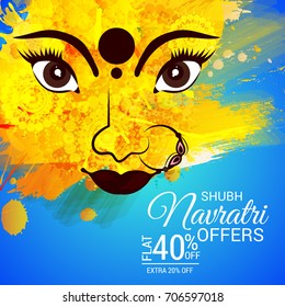Vector illustration of a Banner for Happy Navratri with Maa Durga.