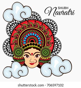 Vector illustration of a Banner for Happy Navratri with Maa Durga.