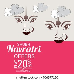 Vector illustration of a Banner for Happy Navratri with Maa Durga.