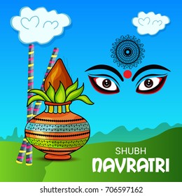 Vector illustration of a Banner for Happy Navratri with Maa Durga.