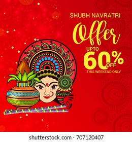 Vector illustration of a Banner for Happy Navratri with Maa Durga.
flyer