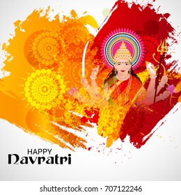Vector illustration of a Banner for Happy Navratri with Maa Durga.
